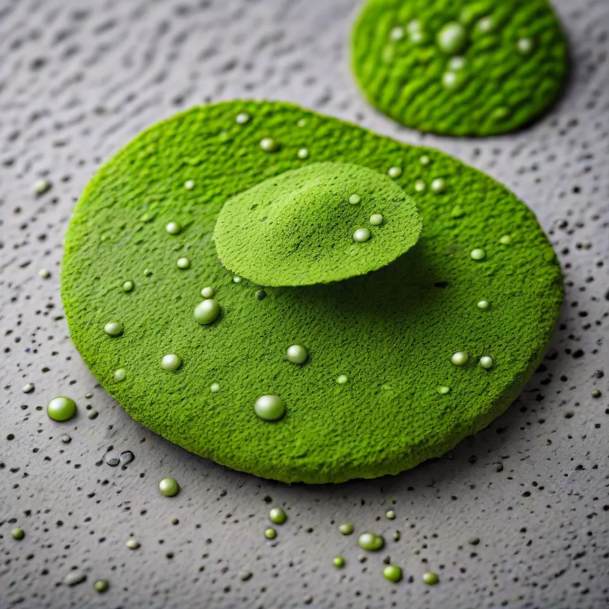 A close-up watercolor view of steeping green tea leaves in a glass cup