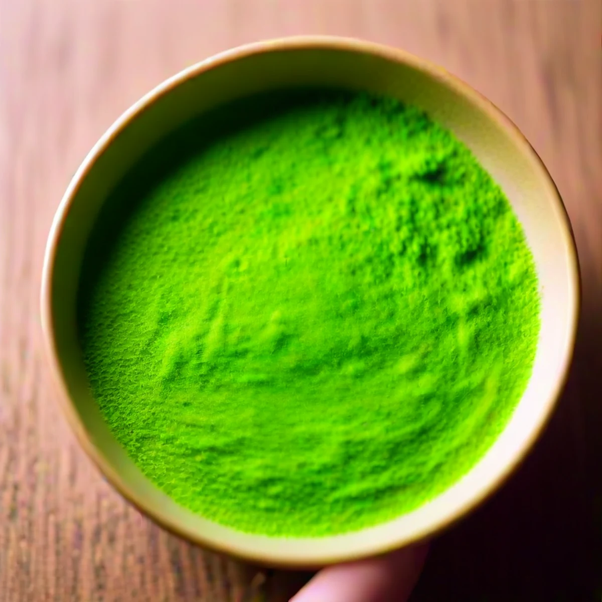 Close-up of fine green matcha powder texture