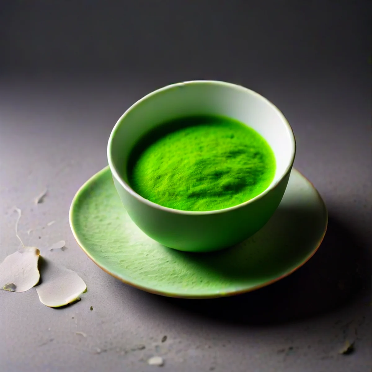 Een kom verse ceremoniële matcha thee
